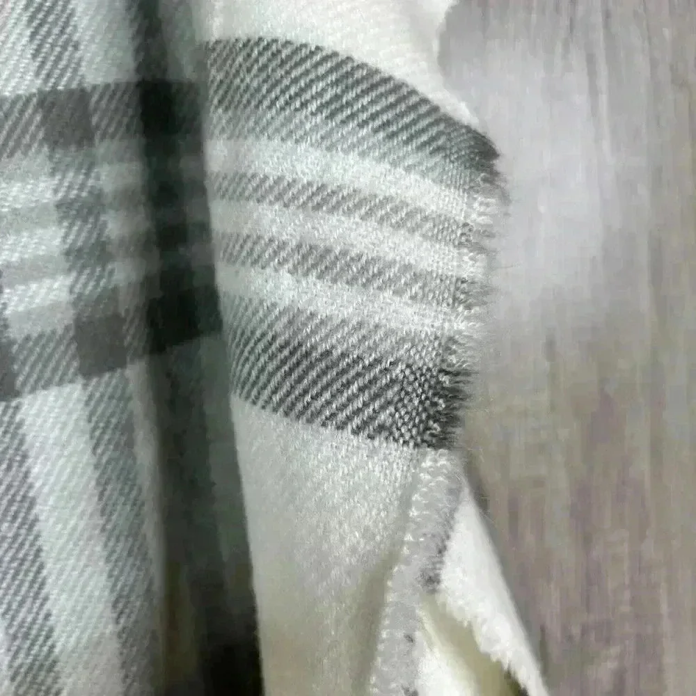 Pottery Barn Blanket Throw Fringe Plaid Square 50